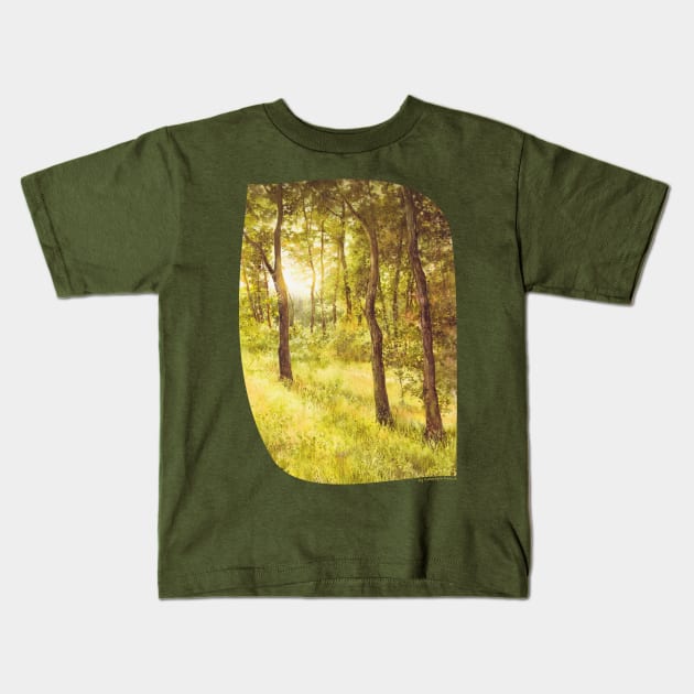 Sun Embraced Trees Kids T-Shirt by KKmiecik_ART